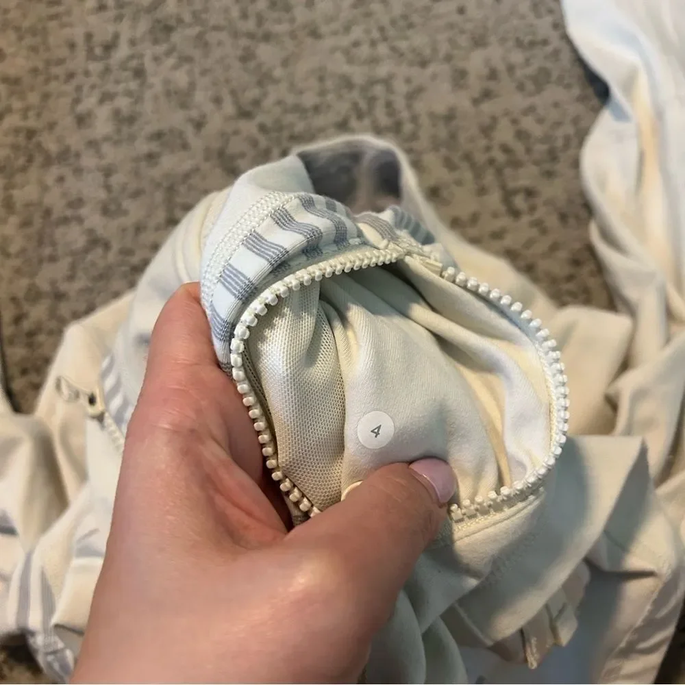 Lululemon Polar Cream Half Micro Macro Stripe Heather Silver Slate Define Jacket